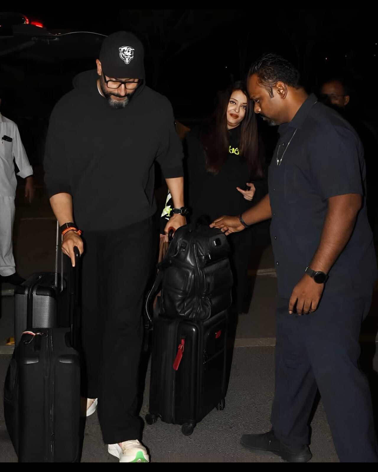 Abhishek Bachchan and Aishwarya Rai were seen at the airport during wee hours on Sunday as they headed out of the city. Abhishek Bachchan and Aishwarya Rai were seen at the airport during wee hours on Sunday as they headed out of the city.